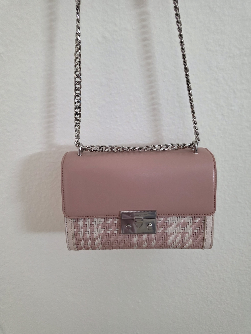 Charles & Keith (Woven Pink Chain Shoulder Bag)